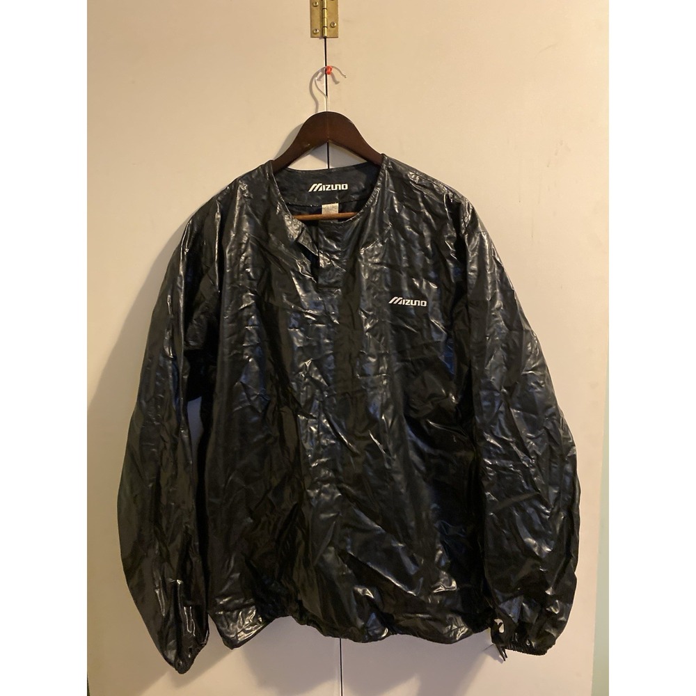 Vintage Mizuno Shiny Black Golf Pullover Windbreaker Jacket Mens XX-Large USA